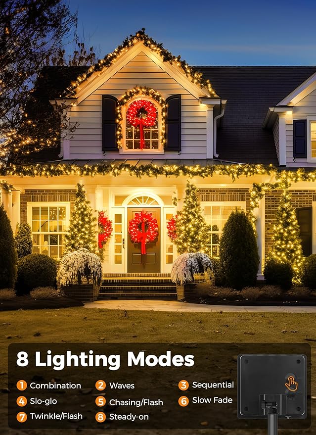 Solar String Lights Outdoor Waterproof, 2 Pack Total 144FT 400 LED Solar - Image 5
