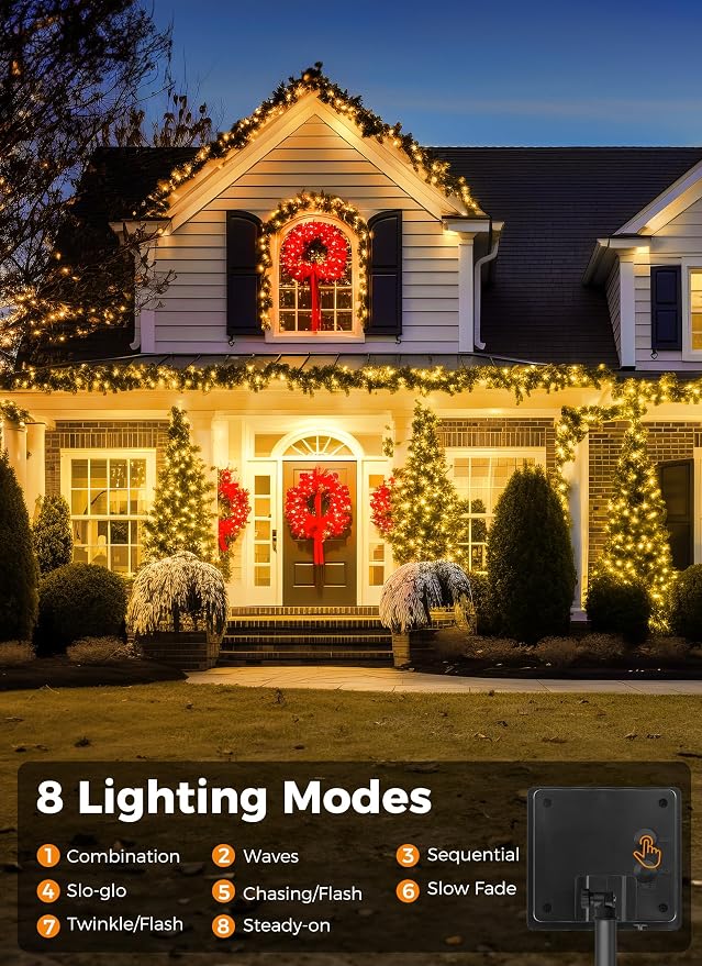 Solar String Lights Outdoor, 2 Pack Total 80FT 200 LED Solar Powered String - Image 5