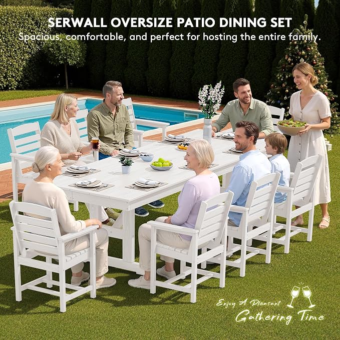 SERWALL Outdoor Dining Chairs Set of 4, All-Weather HDPE Patio Chair - Image 5