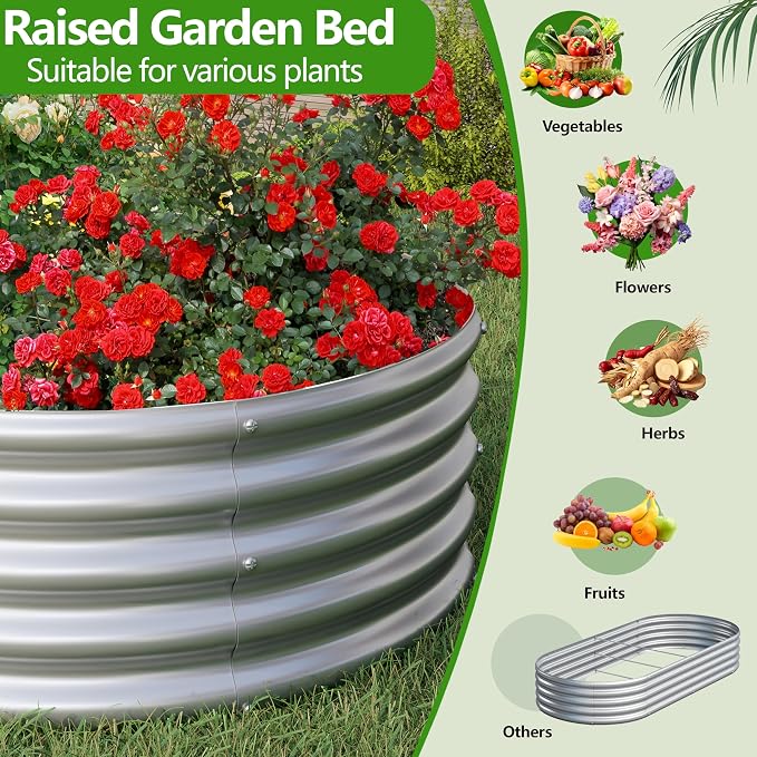 2PCS 6x3x1ft Galvanized Metal Raised Garden Bed Kit, Outdoor Planter Box - Image 6