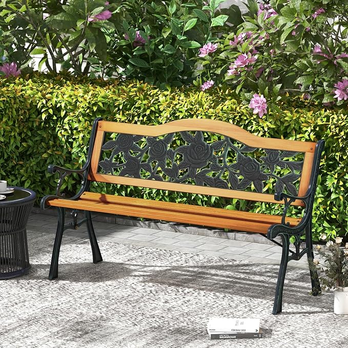 Tangkula Outdoor Garden Bench Park Bench, Patio Furniture Bench Chair - Image 2