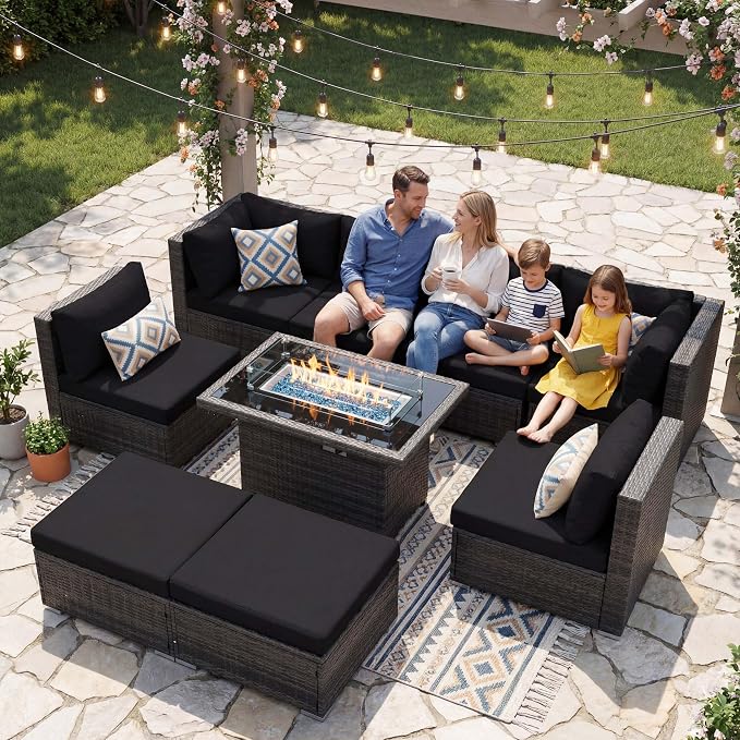 NICESOUL Large Size 9 Piece Patio Conversation Set by NICESOUL