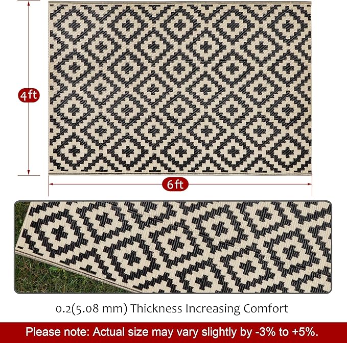 SAND MINE Reversible Mats, Plastic Straw Rug, Modern Area Rug, Large Floor Mat - Image 2