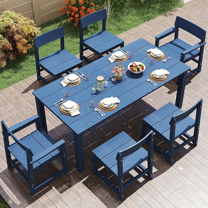 7 Piece Outdoor Dining Table Set HIPS Patio Dining Sets by JOCOEVOL