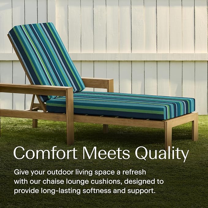 Honeycomb Outdoor Heritage Chaise 21.5 x 70, Stripe Poolside Chaise Lounge - Image 2