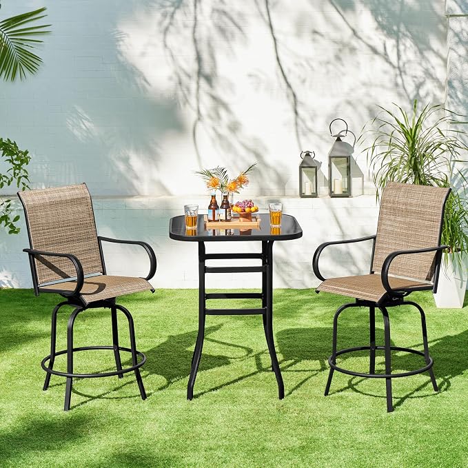 Yaheetech Patio Swivel Bar Stools Outdoor Chairs Set of 6 Outdoor High Bistro - Image 9
