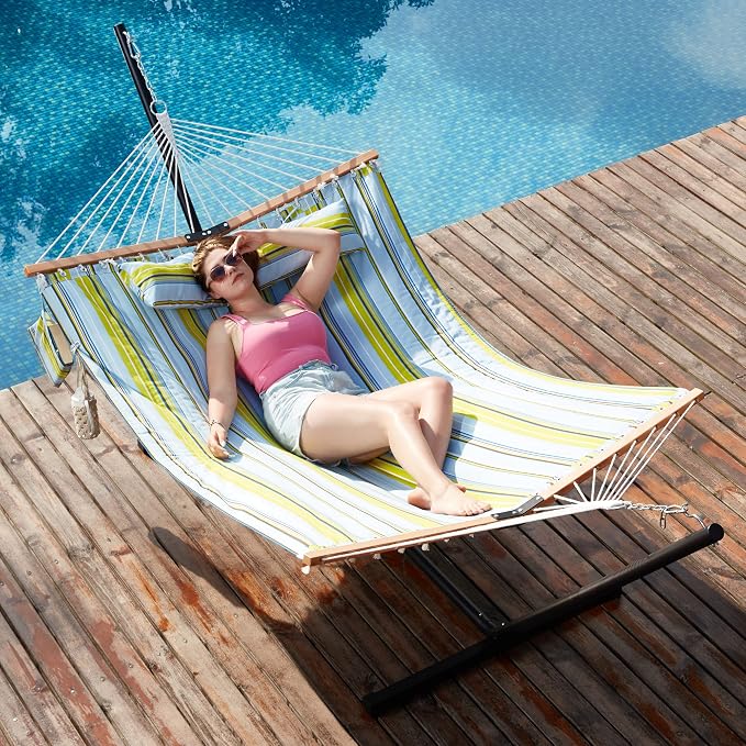 Two Person Hammock with Stand for Outside Heavy Duty, Outdoor Patio Hammock - Image 3