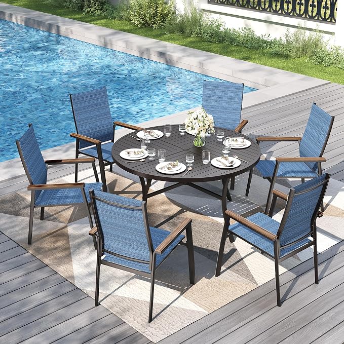 PHI VILLA Patio Dining Set for 6 Person, Patio Table and Chairs for 6, by PHIVILLAThepioneerofcomfortablehouseholdsupplies