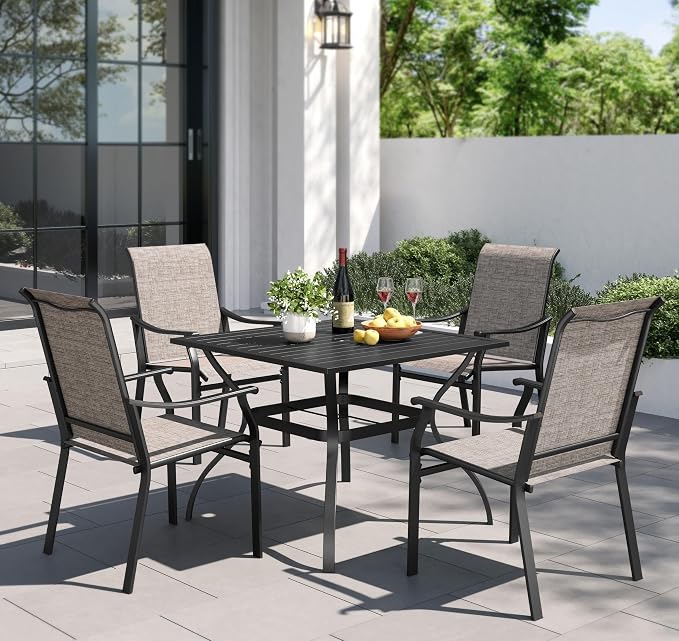 PHI VILLA 5 pcs Patio Dining Table and Chairs, 4 Outdoor Dining Chairs and by PHIVILLAThepioneerofcomfortablehouseholdsupplies