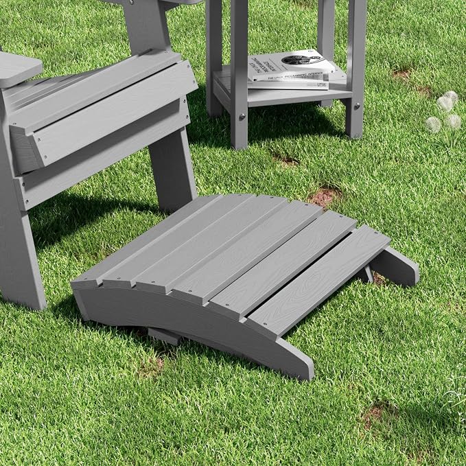 MXIMU Folding Adirondack Ottoman Set of 4: HIPS Plastic Outdoor Footrest Easy - Image 4