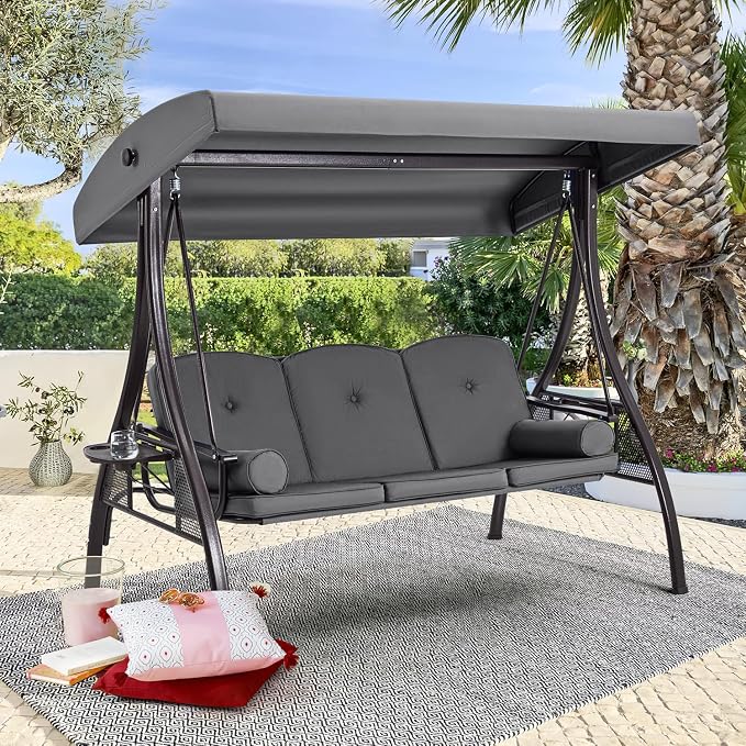 HOMREST 3 Person Outdoor Porch Swing - Image 7