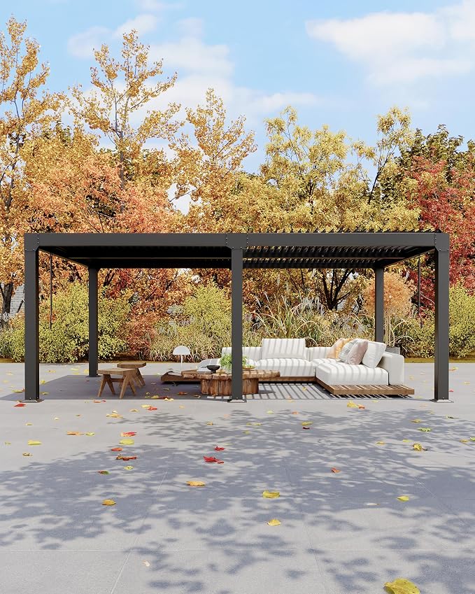GarveeLife Louvered Pergola 10 ft x 20 ft, Outdoor Pergola - Image 3