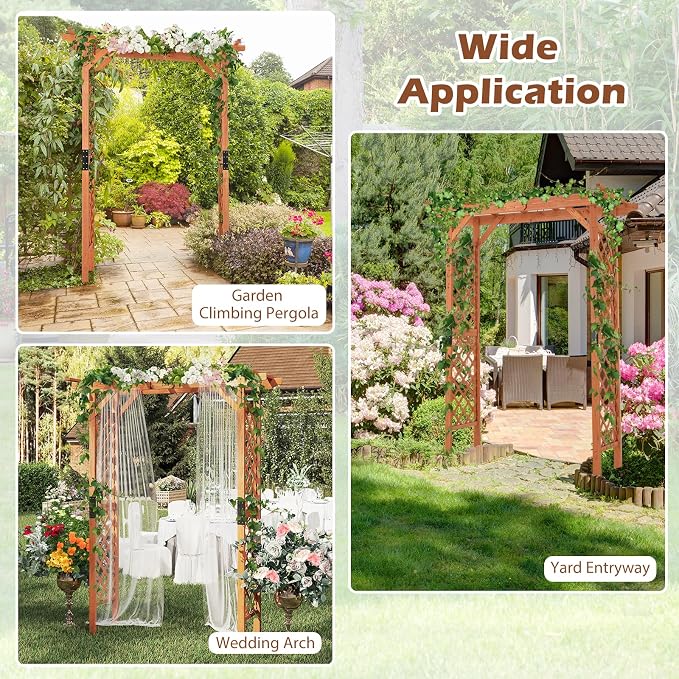 Tangkula 88-Inch Wooden Garden Arbor - Image 7