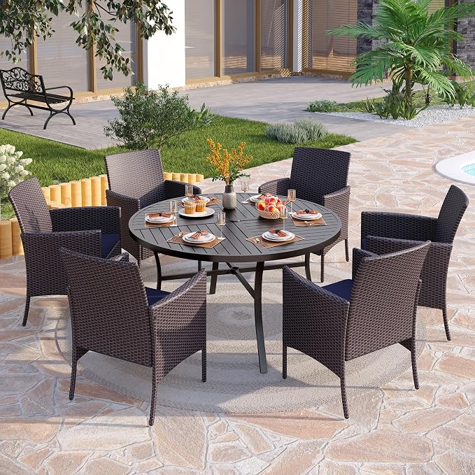 PHI VILLA 7 Pieces Outdoor Round Dining Set - Image 2