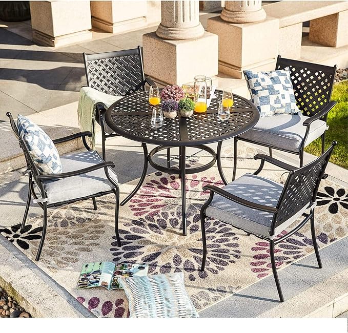 Garden Elements 5-Piece Outdoor Patio Dining Set – 42" Round Table - Image 2
