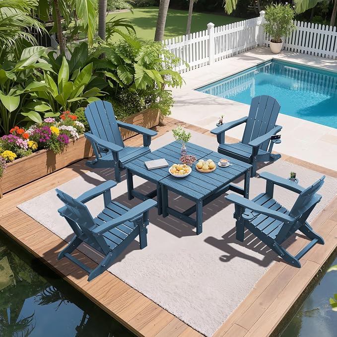 SERWALL Rectangle Outdoor Coffee Table, HDPE Patio Coffee Table - Image 10