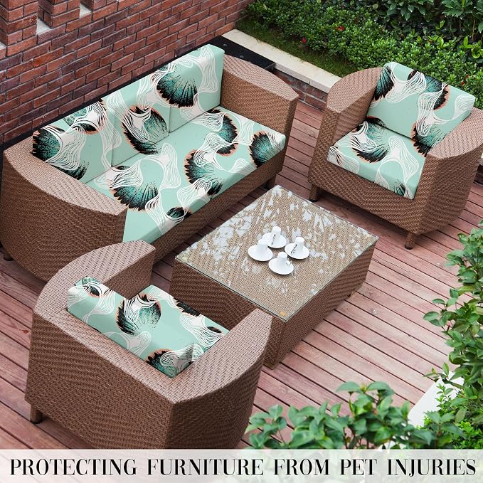 8Pcs Outdoor Cushion Covers, Patio Cushion Covers, Stretch Elastic Slipcovers - Image 6
