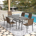 7-Piece Outdoor Dining Set, Powder Coated Steel Table by Anmutig