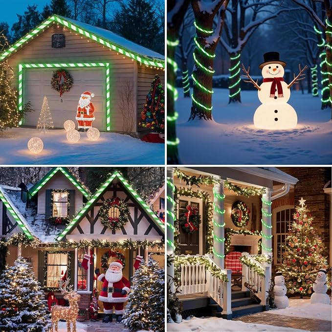 Jnaurb Christmas Candy Cane Lights, 66ft 480 LED Connectable Flexible White & - Image 7