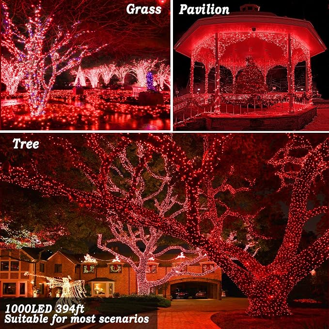 KNONEW 403ft 1000 LED String Lights Outdoor Christmas Lights 8 Modes & Timer - Image 9