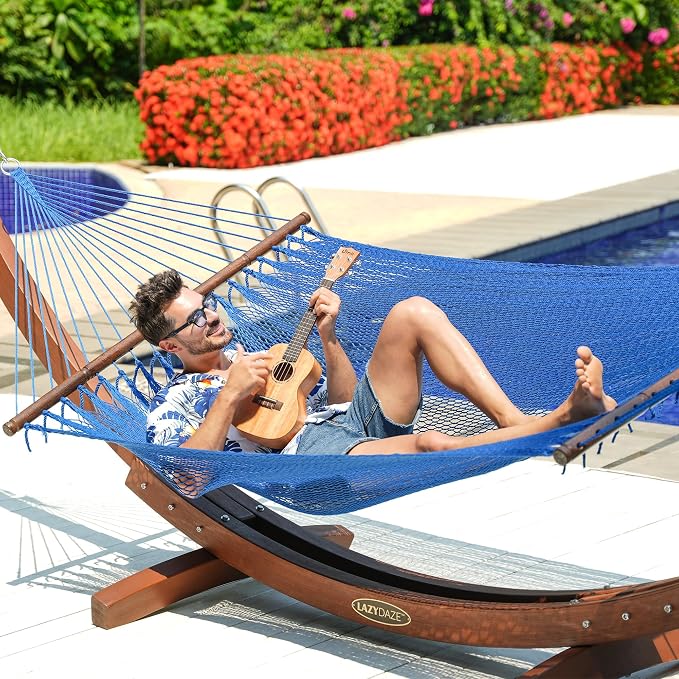 Lazy Daze Hammocks 10.5 FT Double 2 Person Caribbean Rope Hammock, Hand Woven - Image 8