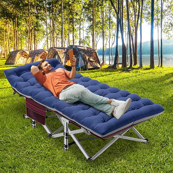 ABORON Camping Cot for Adult 28" Extra Wide, Heavy-Duty 1200D Oxford Cot for - Image 5