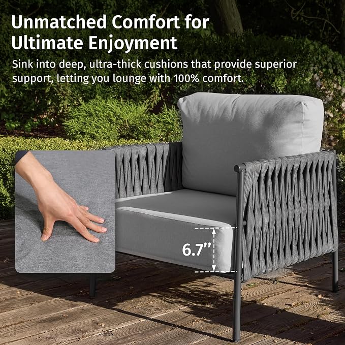 East Oak 3-Piece Patio Furniture Set | Armchairs & Coffee Table | Outdoor - Image 2