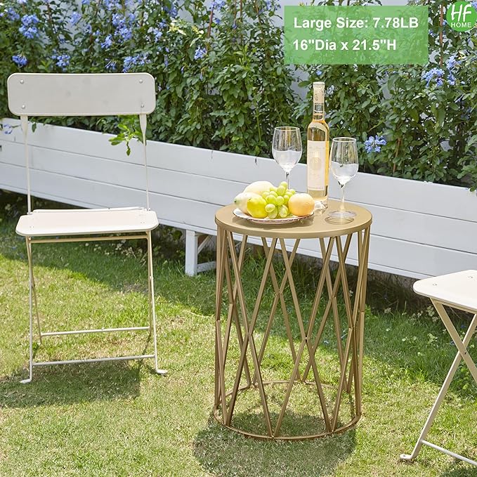 Nesting Side Table Set of 3 Decorative Round Garden Stools - Image 4