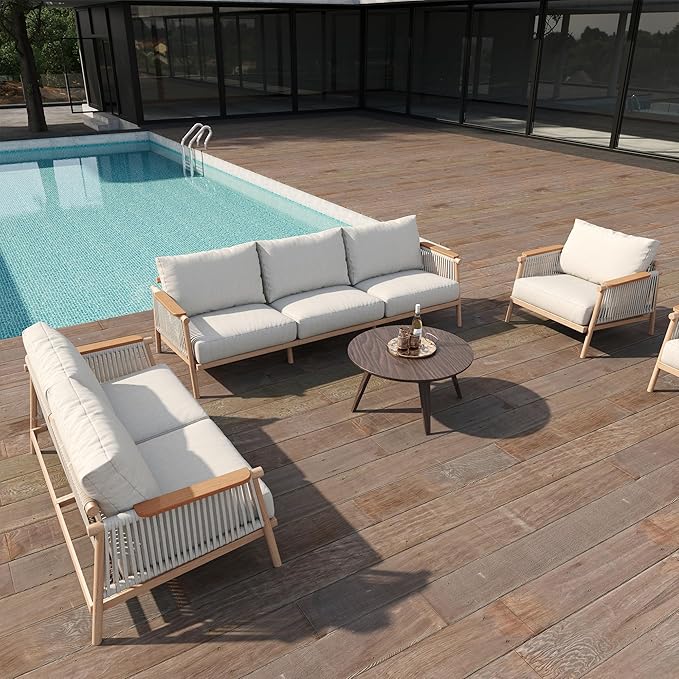 Acanva Modern All-Weather Aluminum Outdoor Patio Sofa - Image 4