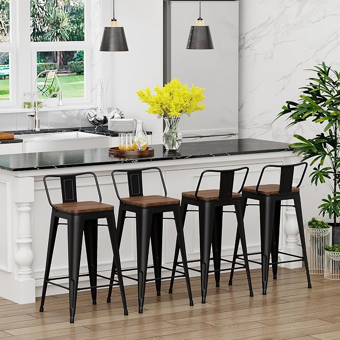 Yongchuang 26" Metal Bar Stools Set of 4 Counter Height Barstools - Image 4