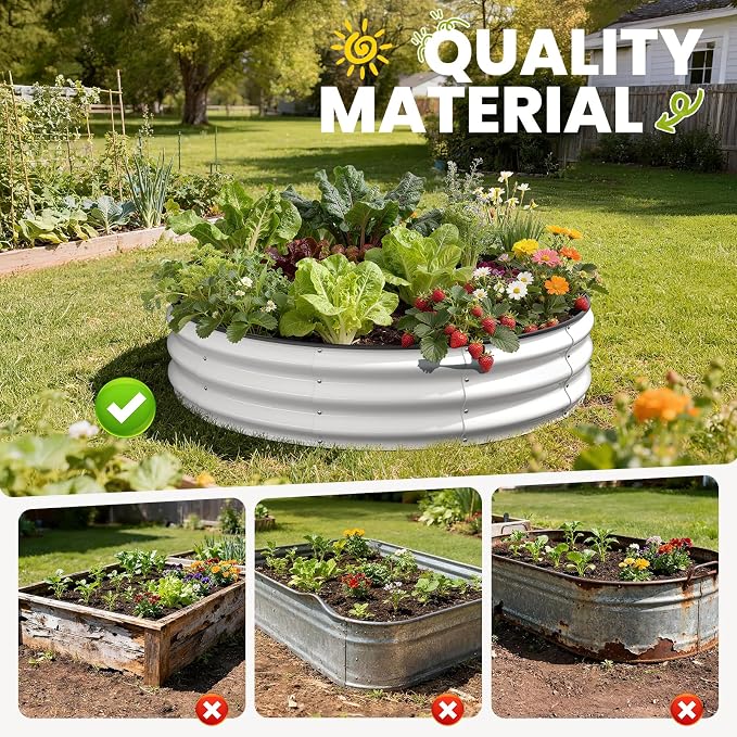 Galvanized Raised Garden Bed 4×4×1 FT, Round Metal Raised Garden Bed Outdoor - Image 2