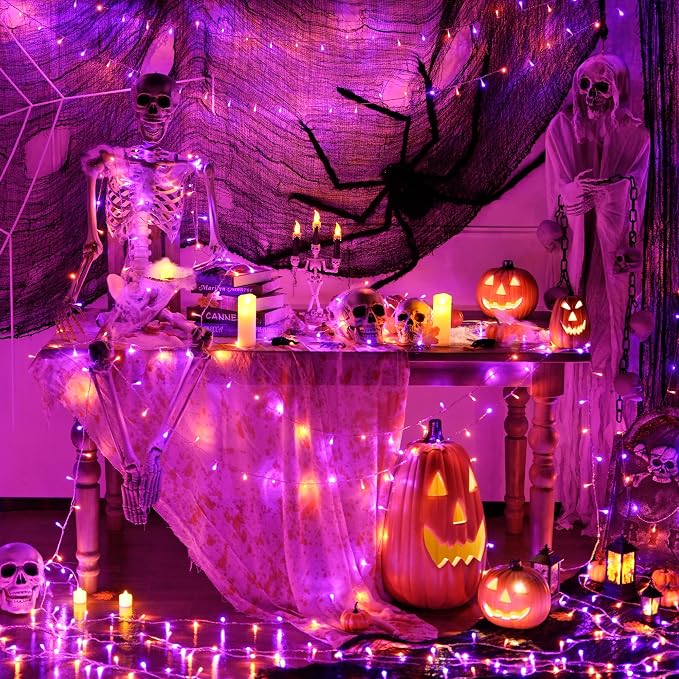 JMEXSUSS Halloween Lights Outdoor, 66FT Purple Orange Lights - Image 8