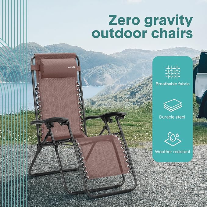 SereneLife Outdoor Zero Gravity Lounge Chair Set - Image 4