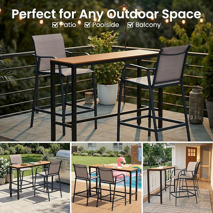 Crestlive Products Outdoor Bar Stools Set of 2, Bar Height Patio Chairs - Image 7