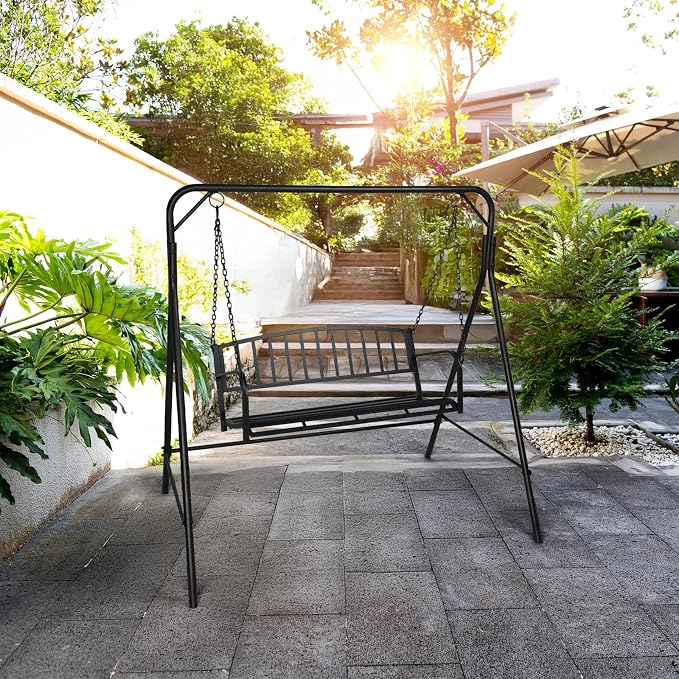 2-Person Metal Porch Swing, Heavy Duty 550LB Capacity, Garden and Balcony - Image 7