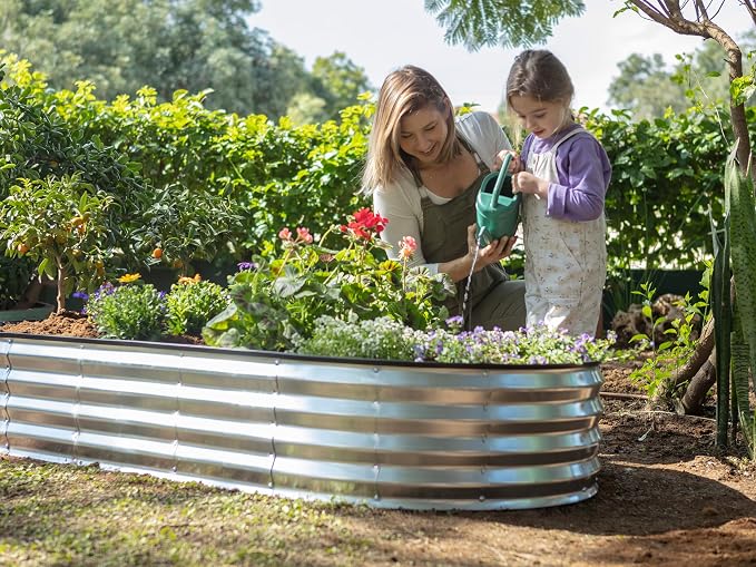 Plant & Plot Galvanized Raised Garden Beds Outdoor // 8×4×1 ft Planter Raised - Image 6