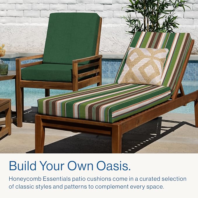 Honeycomb Outdoor Essentials Chaise Lounge, 21 x 70, Stripe Pine Green Chair - Image 3
