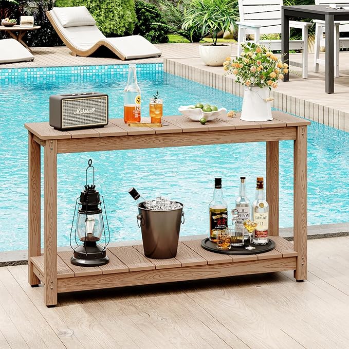 Outdoor Console Table, 440LBS Weight Capacity, 2-Tier Multifunctional Buffet - Image 2