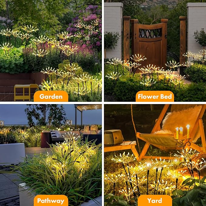 Solar Garden Lights 2 Pack Twinkling Solar Firework Lights - Image 3