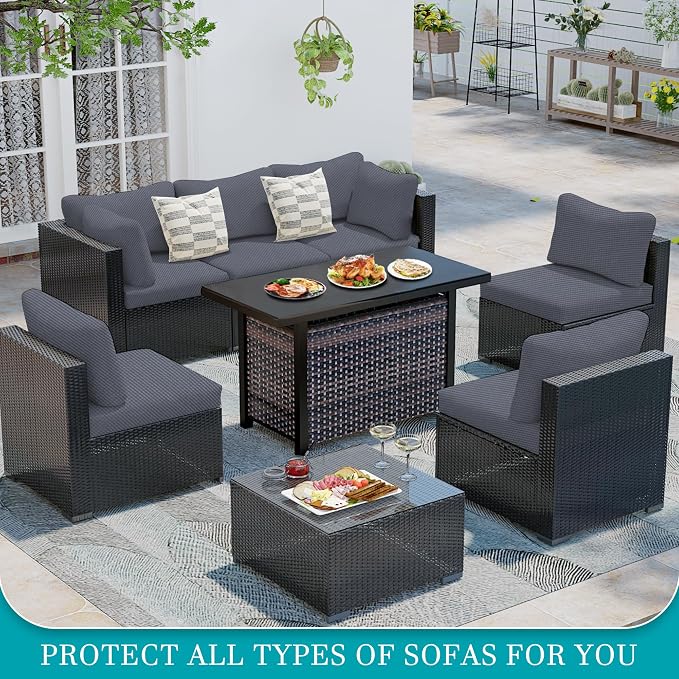 14Pcs Stretch Patio Cushion Covers, Outdoor Couch Covers Replacement, Outdoor - Image 4
