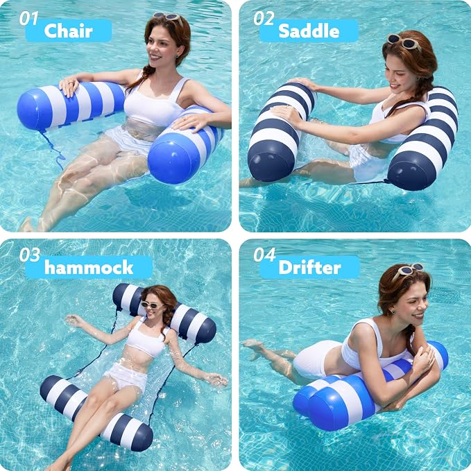 SLOOSH 2 Packs Hammock Pool Floats Adults, 4-in-1 Multi-Purpose Inflatable Pool - Image 2