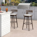 PURPLE LEAF Outdoor Swivel Bar Height Stools Set of 2 Metal Modern Wicker Bar by PURPLELEAF
