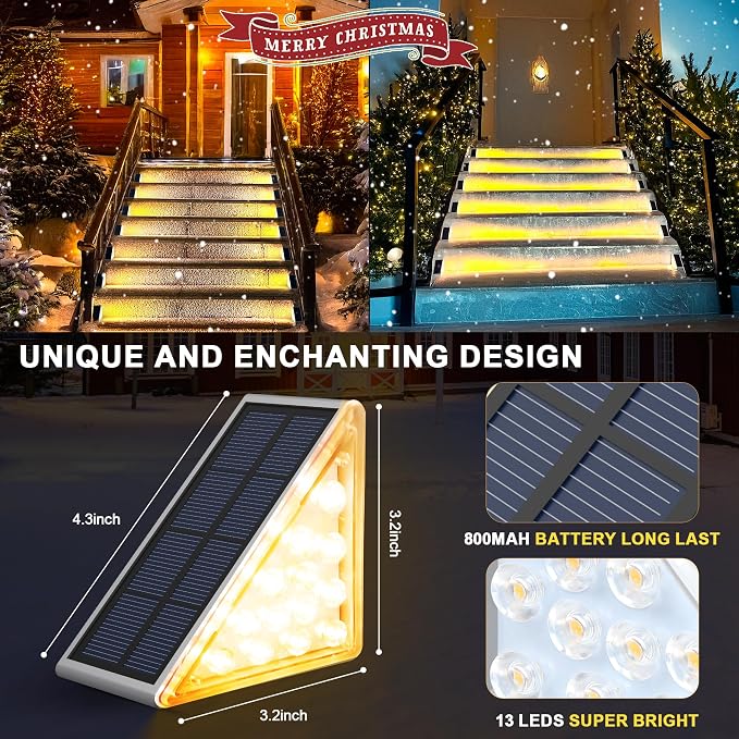 LED Solar Step Lights Waterproof Outdoor Stair Lights, Solar Deck Lights - Image 4