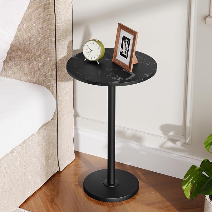Round Side Table Set of 2, Tall Drink End Table - Image 8