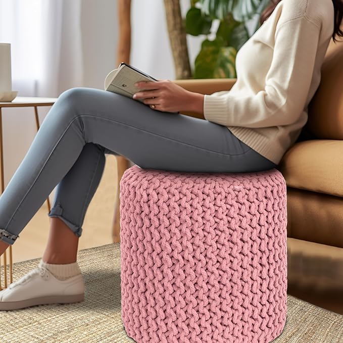 COTTON CRAFT Braided Round Pouf - Image 6