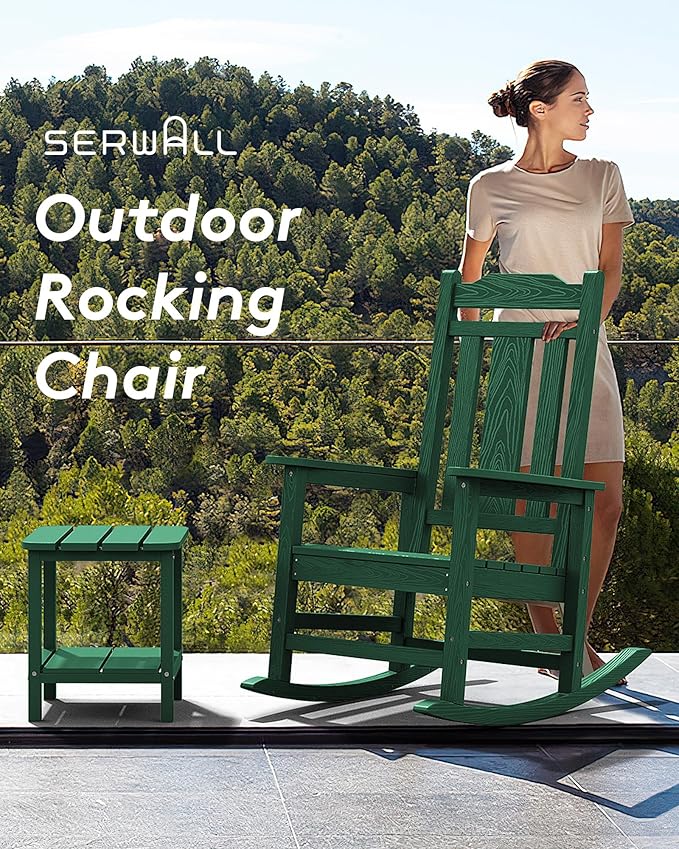 SERWALL HDPE Outdoor Rocking Chair Set of 4, Patio Rocking Chairs Set, Rocking - Image 6