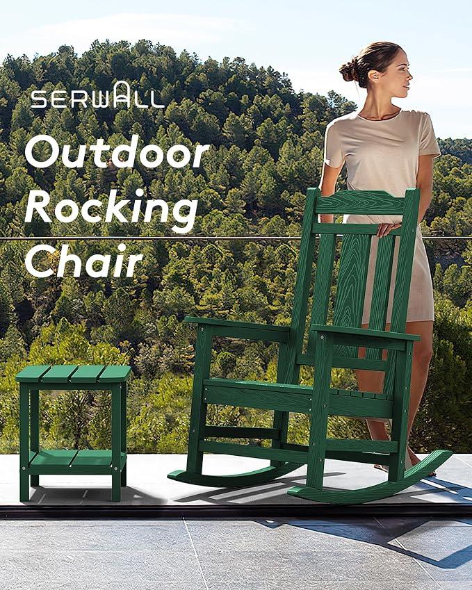 SERWALL HDPE Outdoor Rocking Chair Set of 8, Patio Rocking Chairs Set, Rocking - Image 4