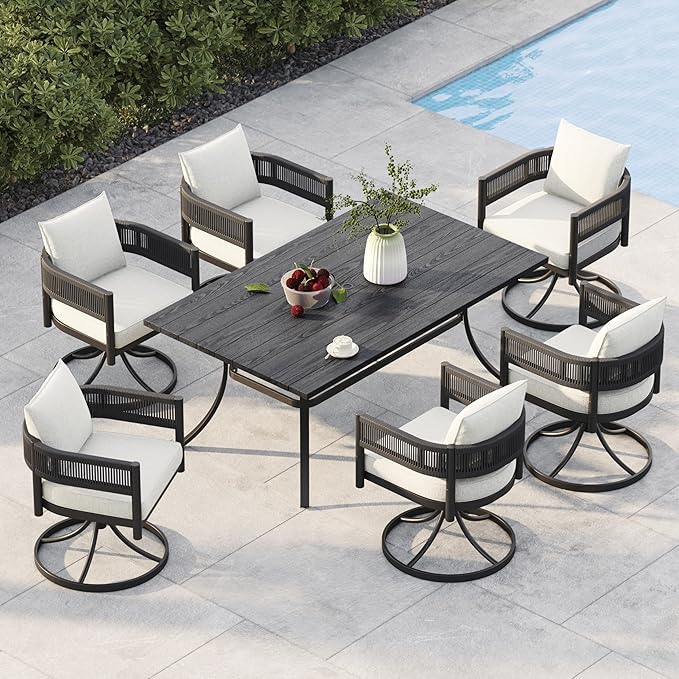 Grand patio Outdoor Dining Set, 7-Piece Patio Table and Chairs Set, Metal Woven by GrandPatio