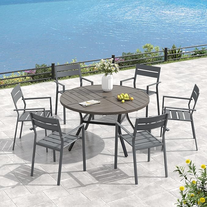 VICLLAX 50" Round Outdoor Table, Patio Dining Table - Image 7