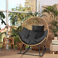 JAMFLY Egg Chair Outdoor Rocking Chairs, Wicker Patio Chair Oversized Lounger by JAMFLY